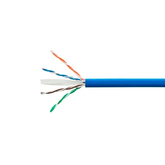 Cable de cobre, categoría 6, 4 pares, UTP, clasificación CM, 24 AWG, carrete de 305 m en caja, azul